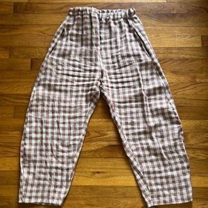 Handmade linen check Bob pants